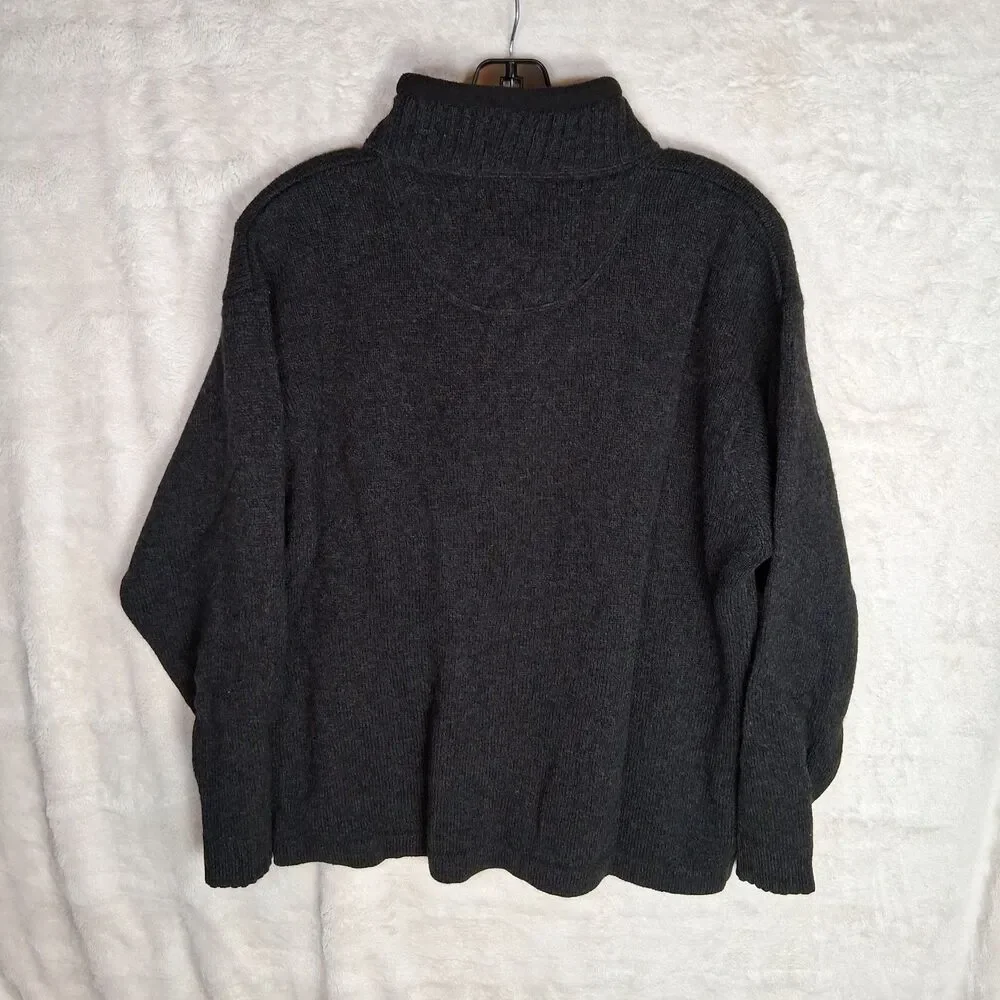 Y2K 1/4 Zip‎ Woolrich Sweater Mens 100% Wool Laine Onyx Heather